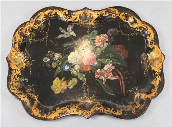 A Victorian Jennens & Bettridge papier mache tray, 32 x 24.5in.